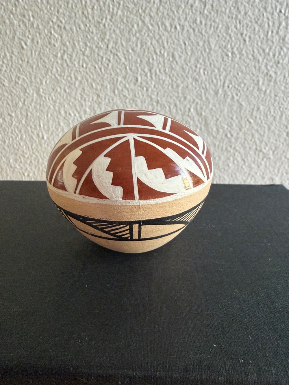 Authentic Jemez Pueblo Miniature Seed Pot-signed M &D Chinana